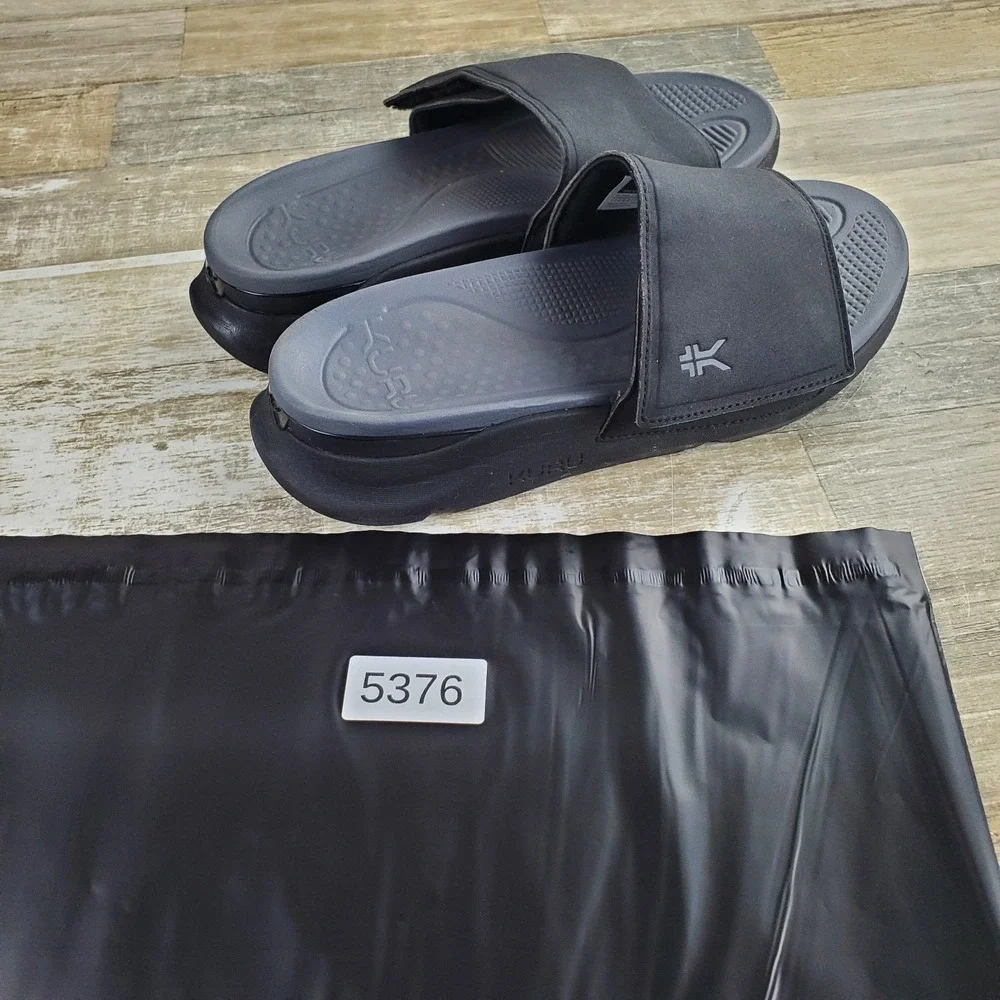 Kuru Moment Mens Slide Sandals Sz 11 M Jet Black Storm Gray Platform Slip On